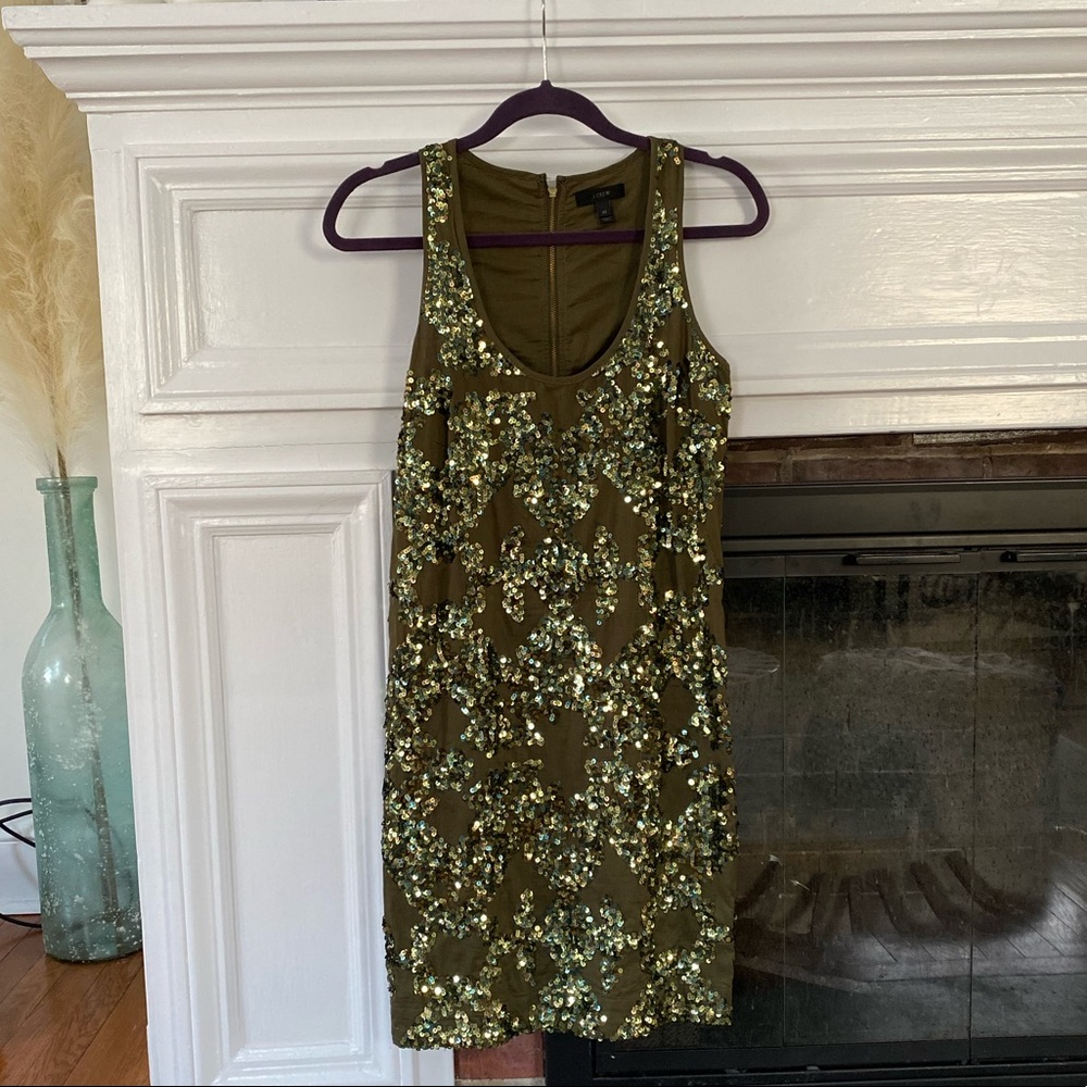 J.Crew Sequin Dress Olive Xs - Gem